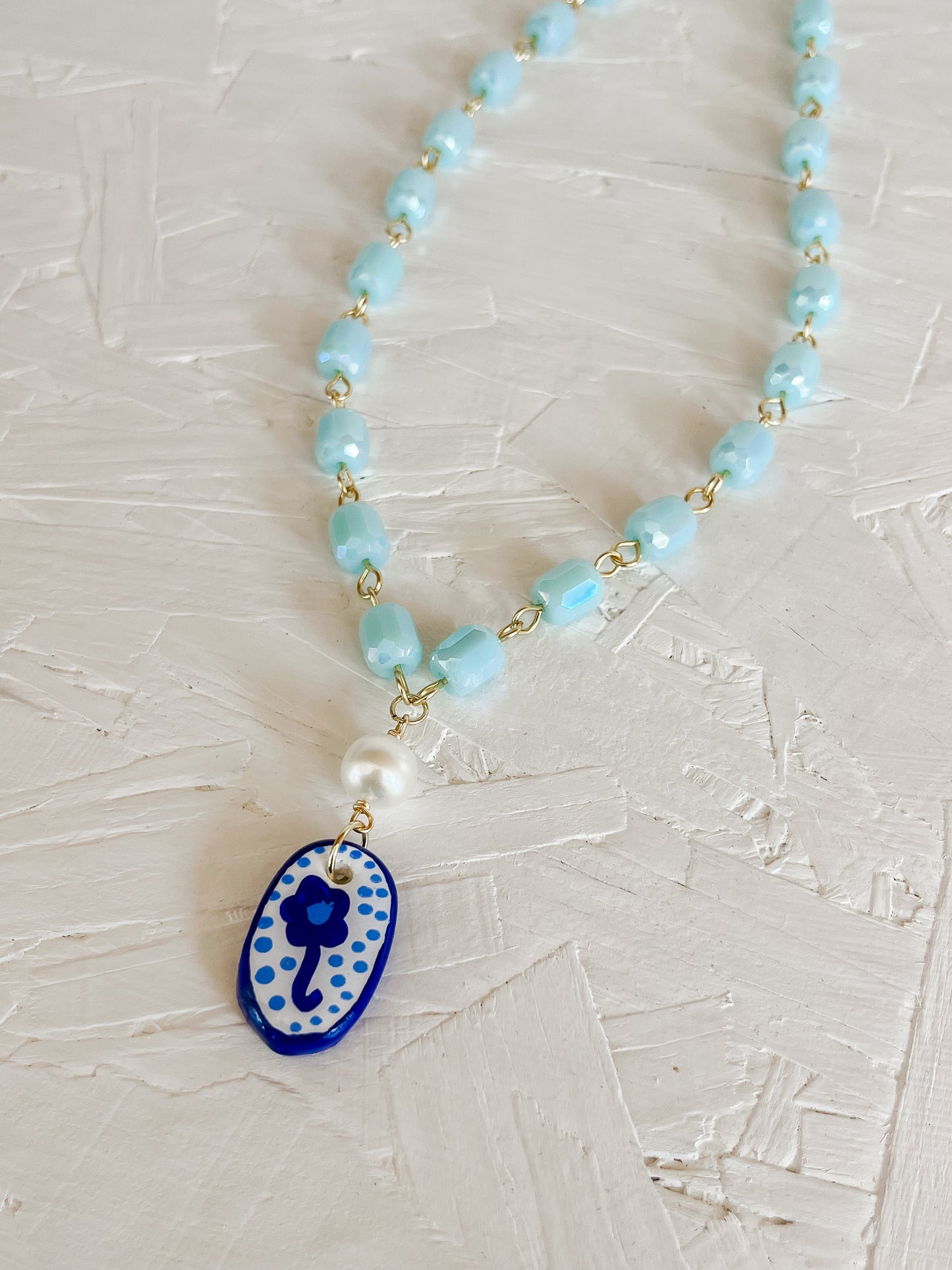 Blue flower necklace