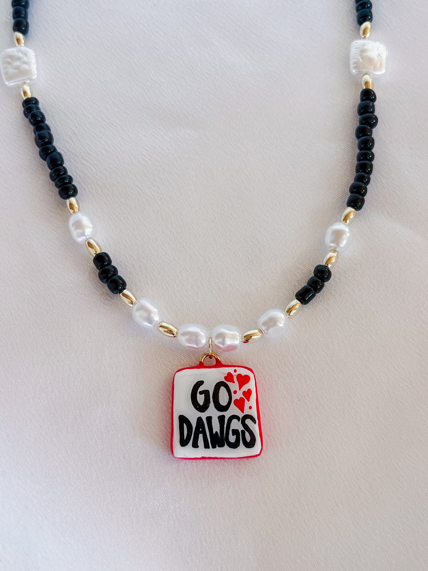 White “Go Dawgs” necklace