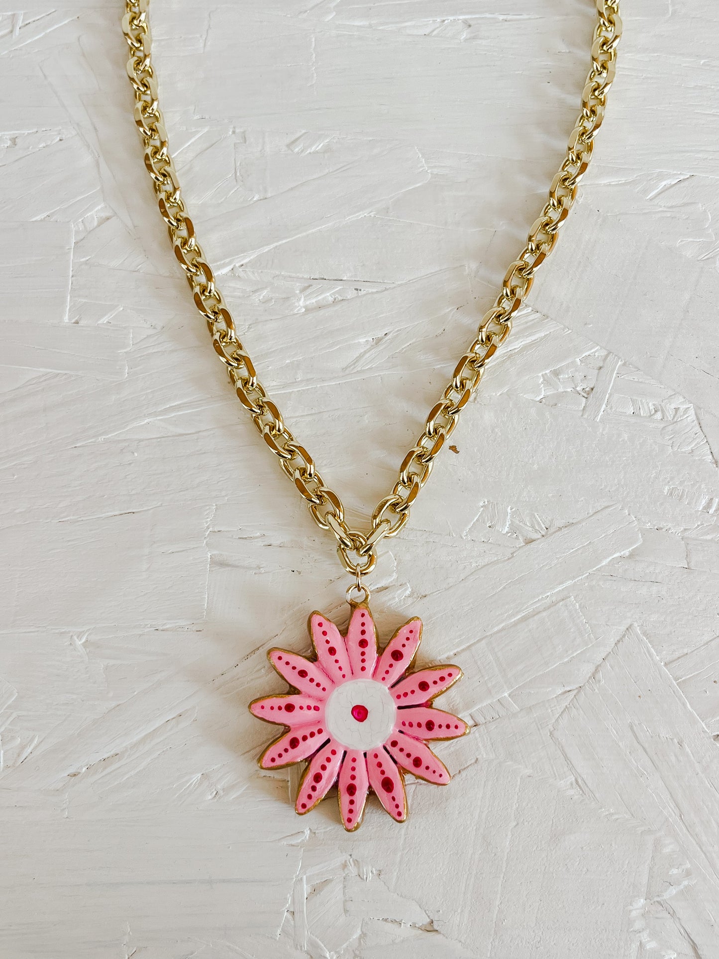 Pink flower necklace