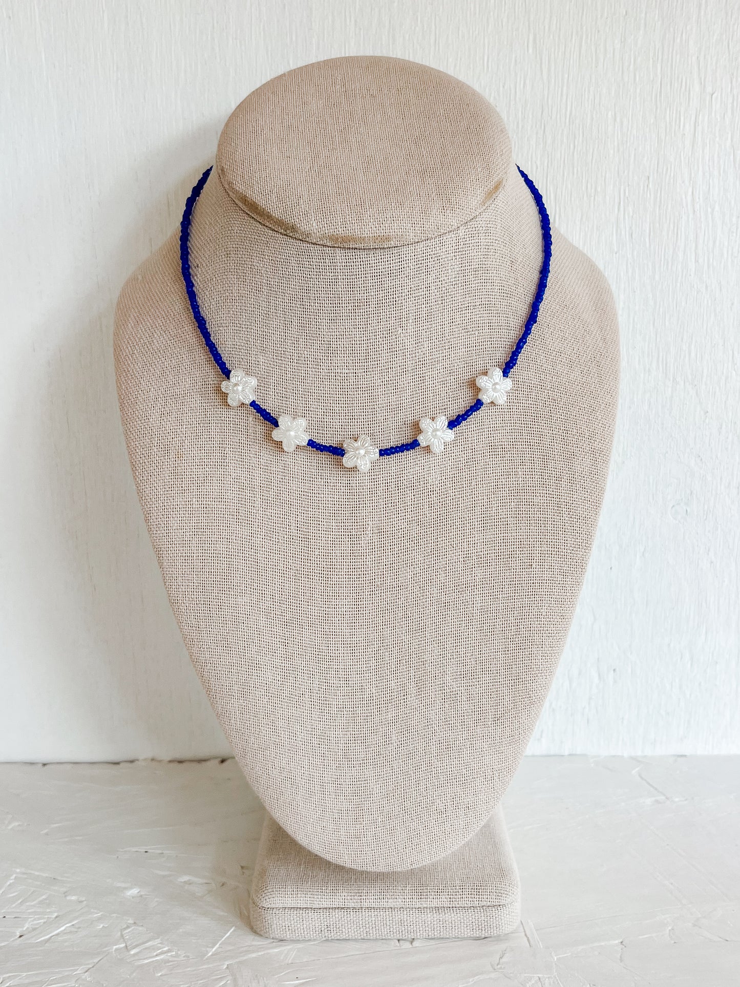 Royal blue flower choker