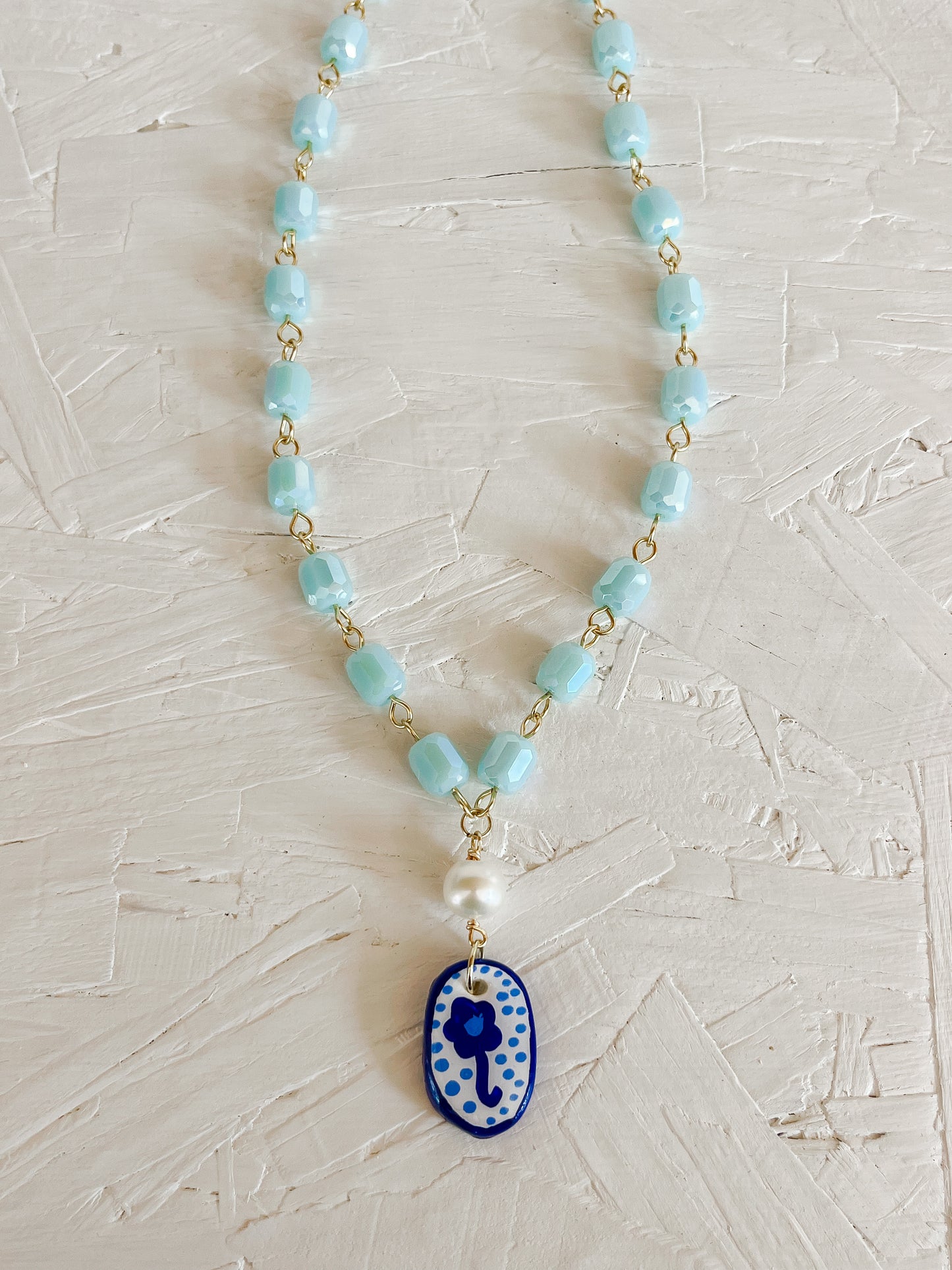 Blue flower necklace