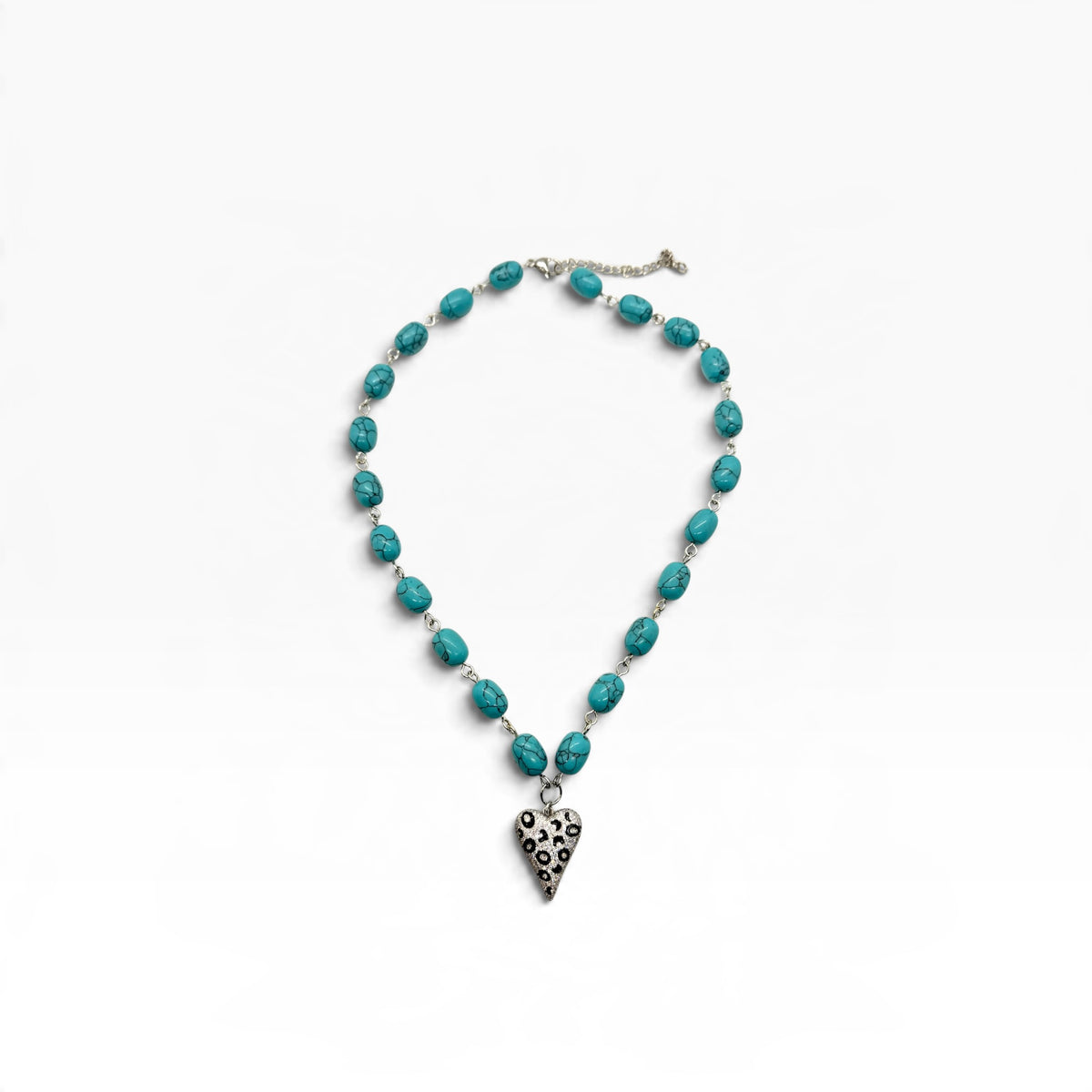 Turquoise Cheetah Heart Necklace