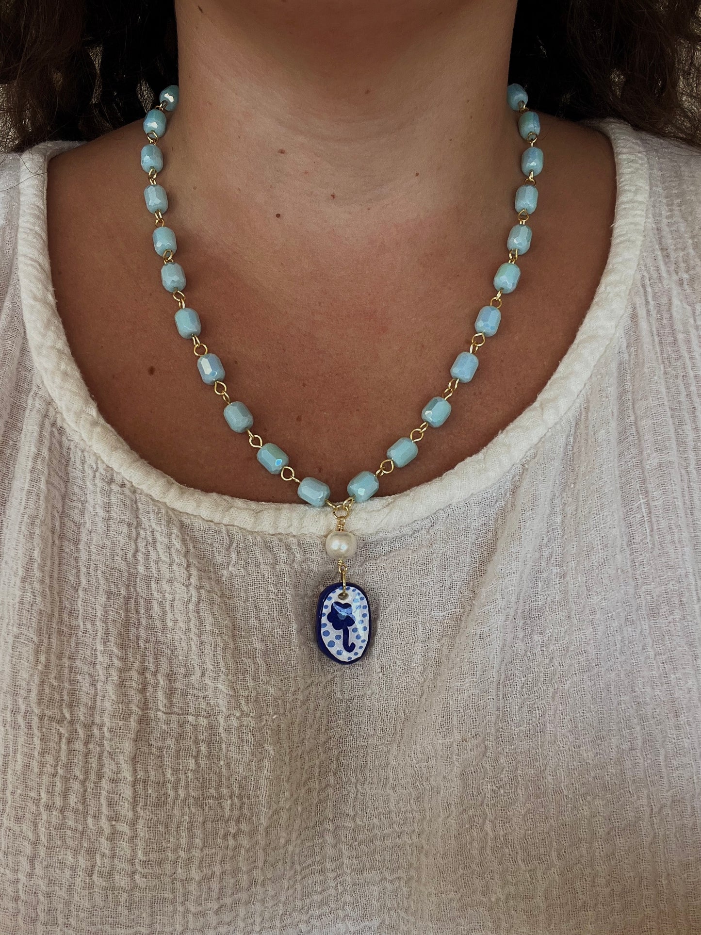 Blue flower necklace