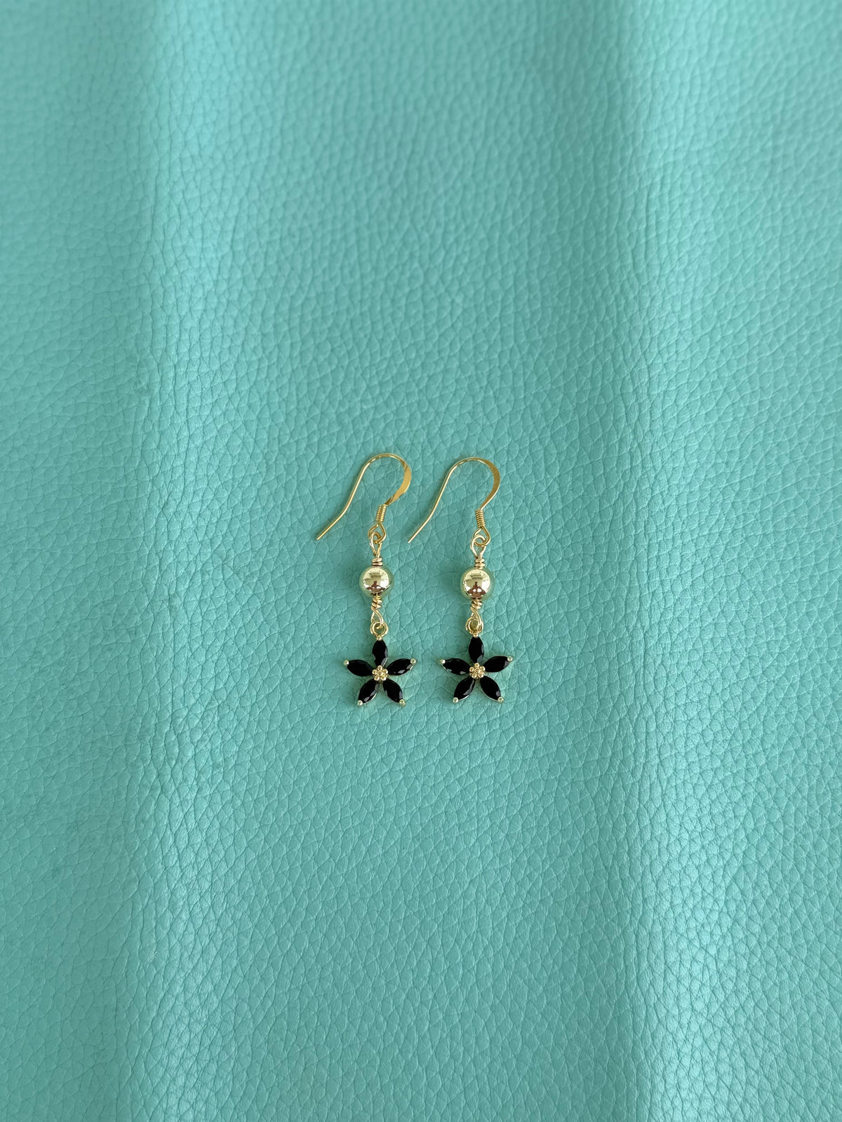 Black flower earrings