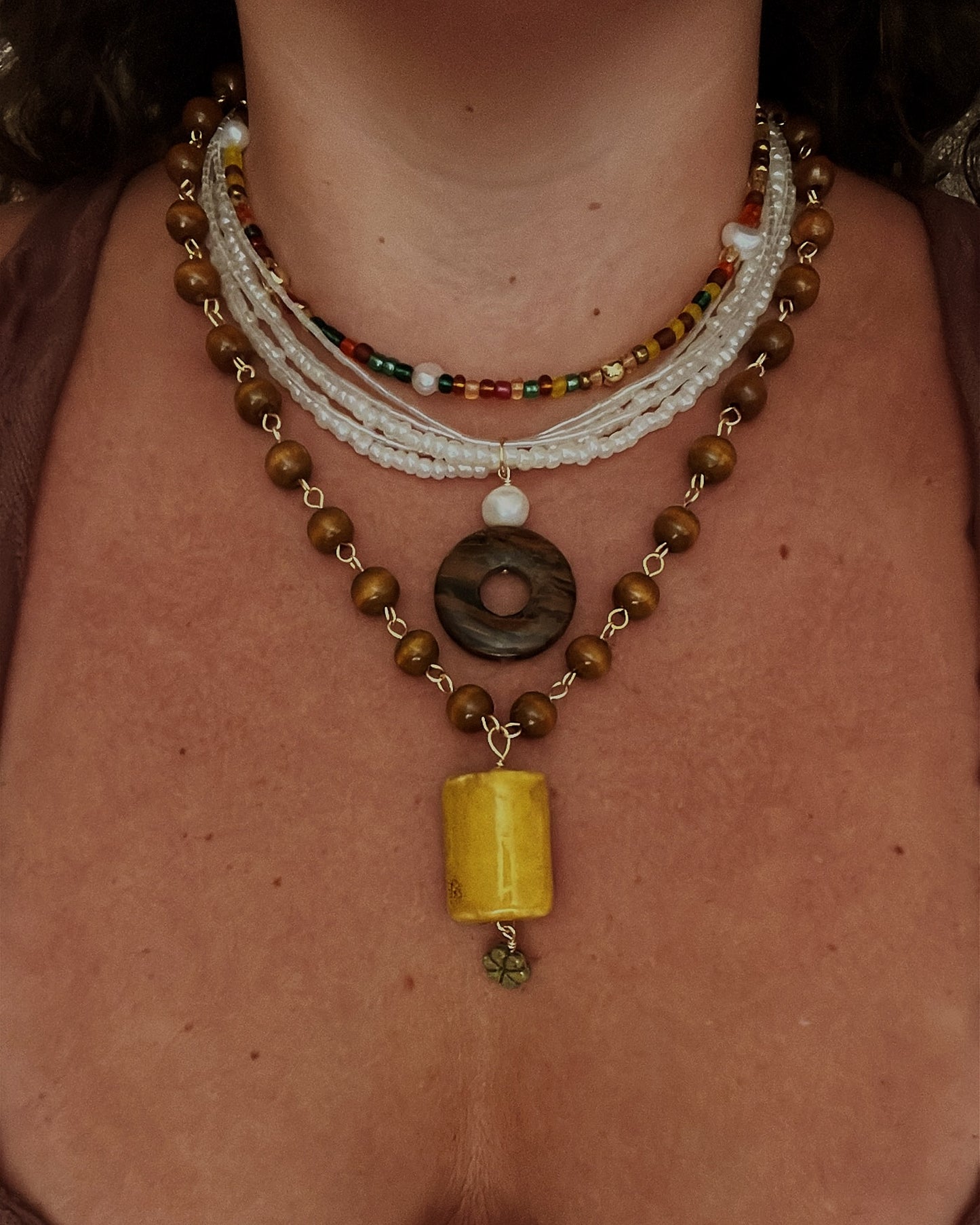 Multi strand tigers eye necklace