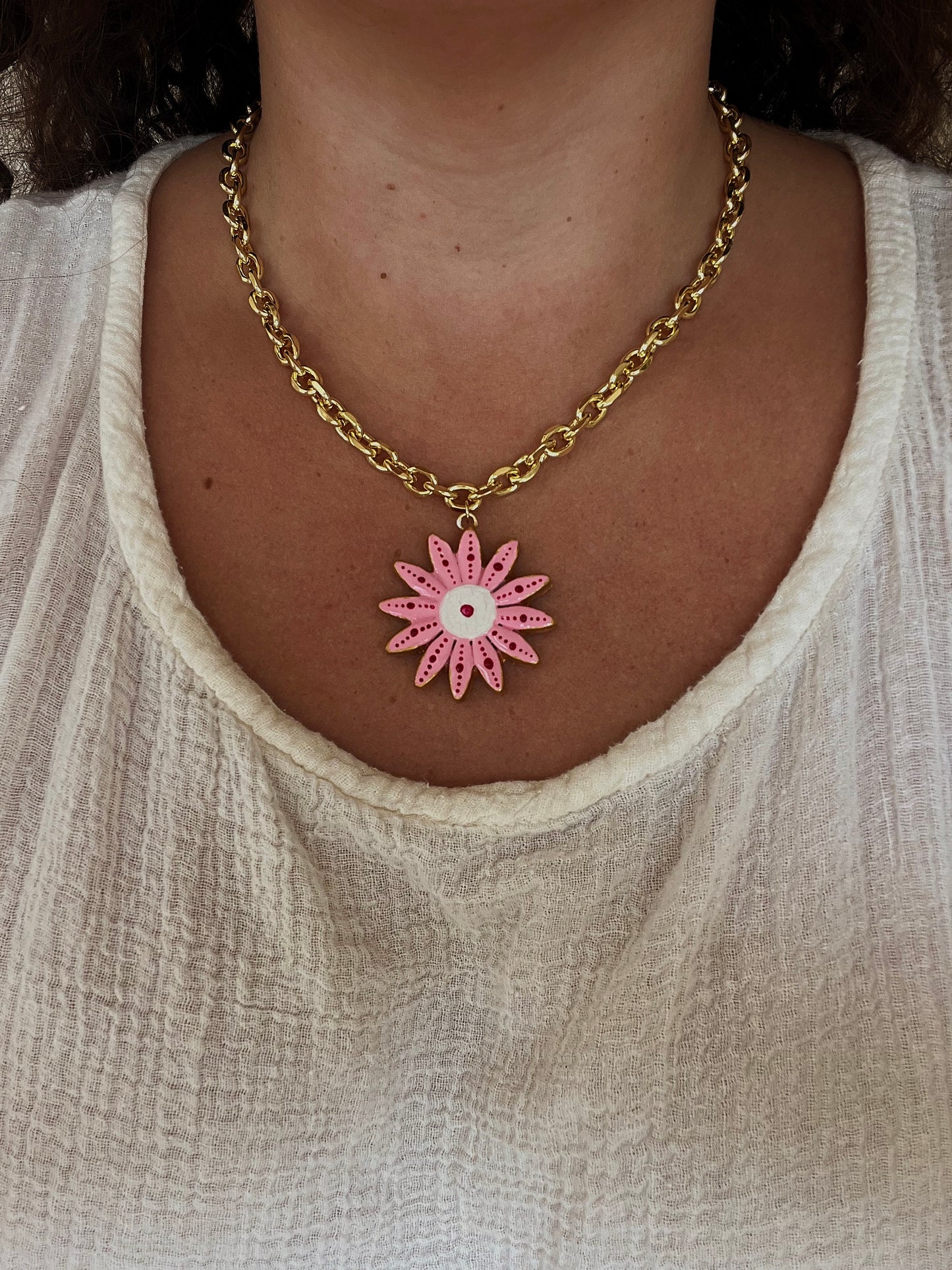 Pink flower necklace
