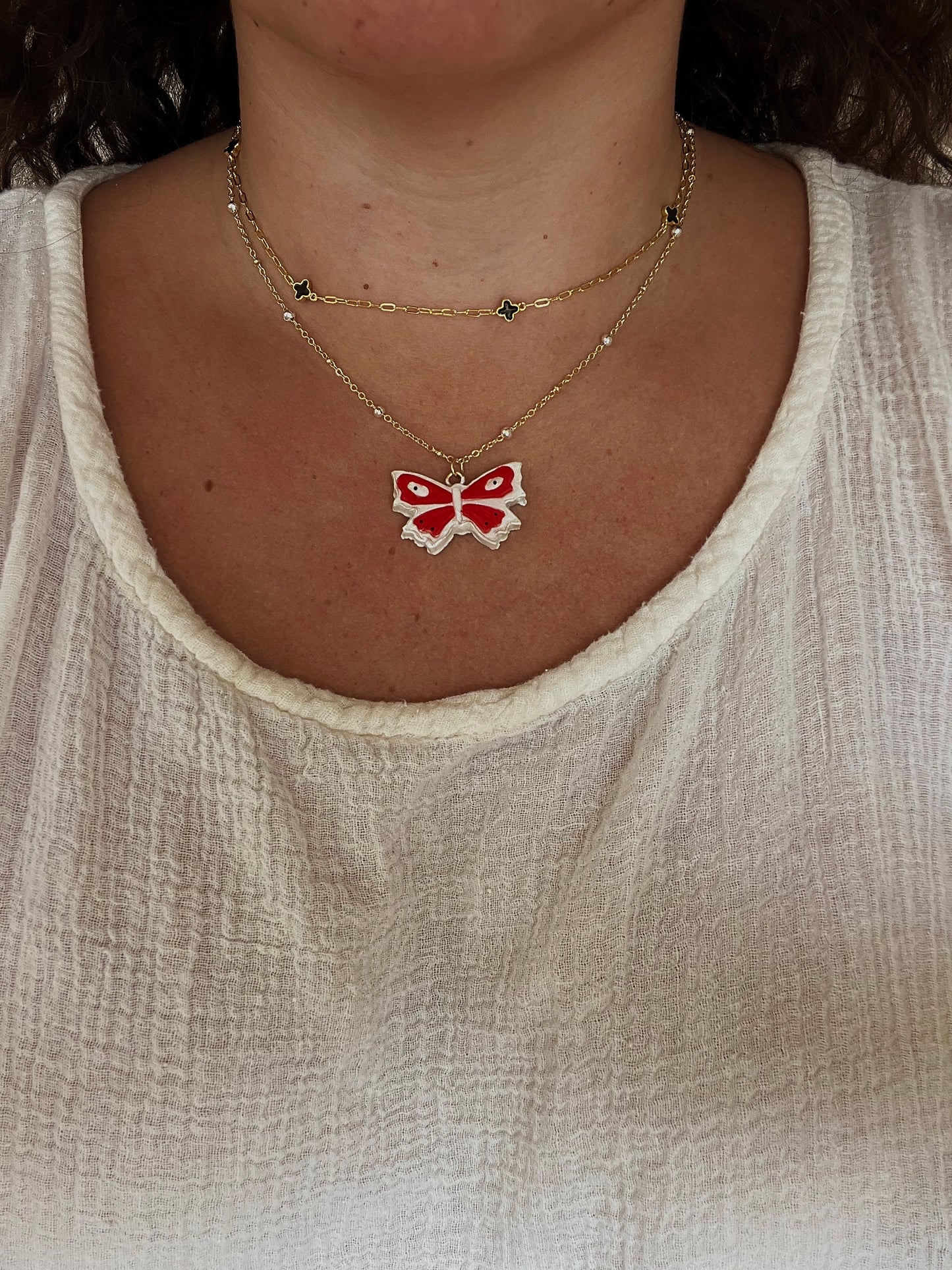 Red butterfly necklace
