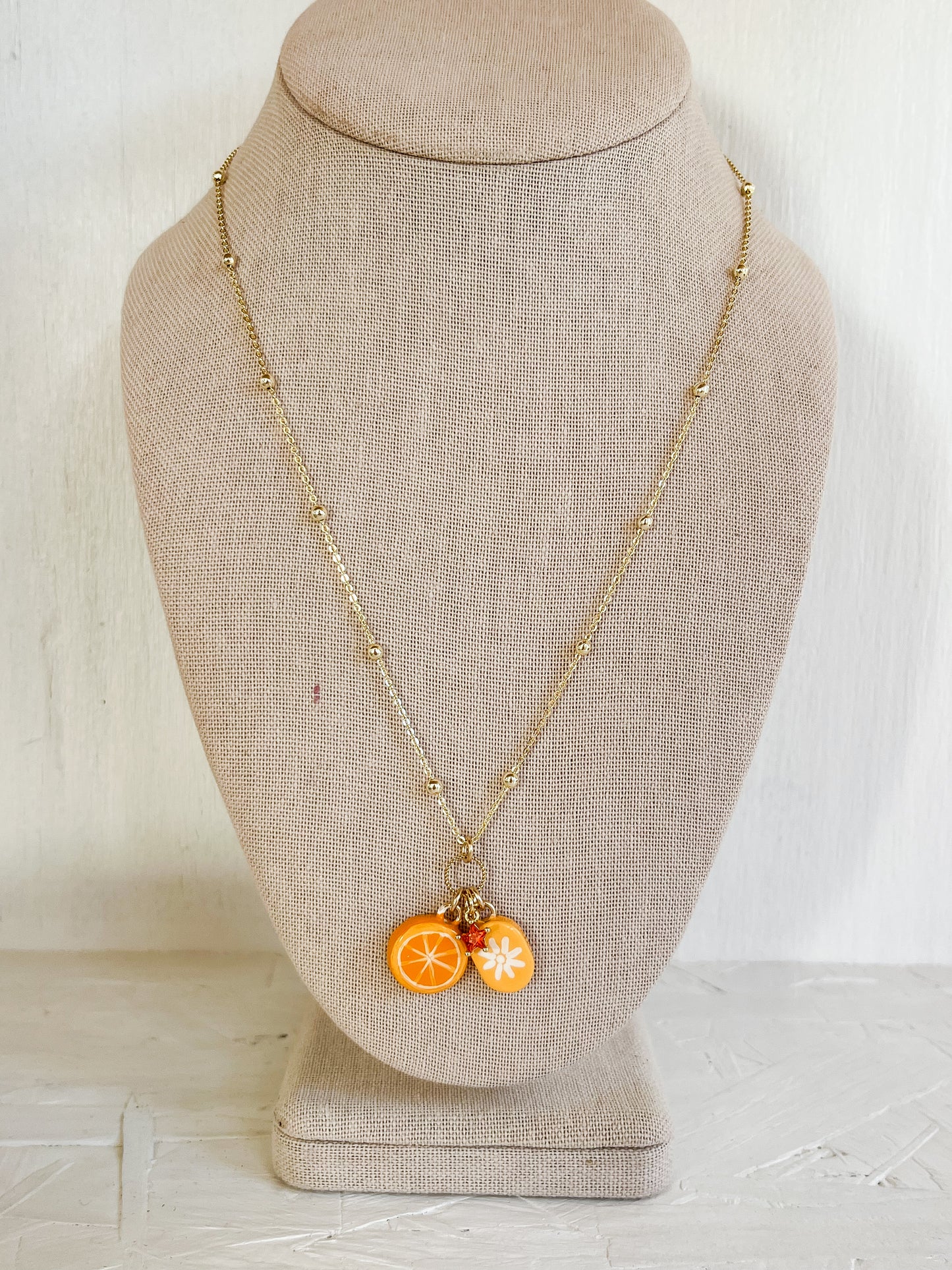Orange & flower necklace
