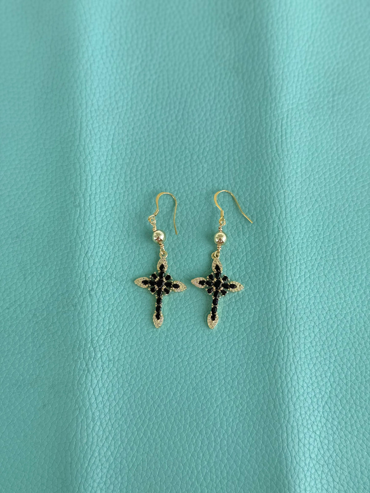 Black cross earrings