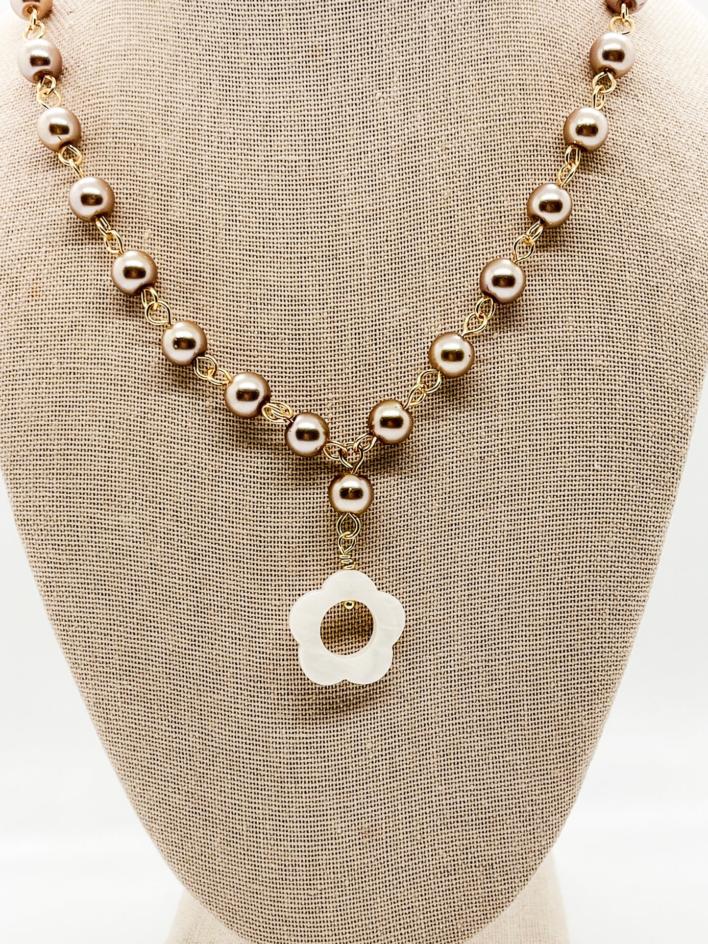 Pearl coated flower necklace