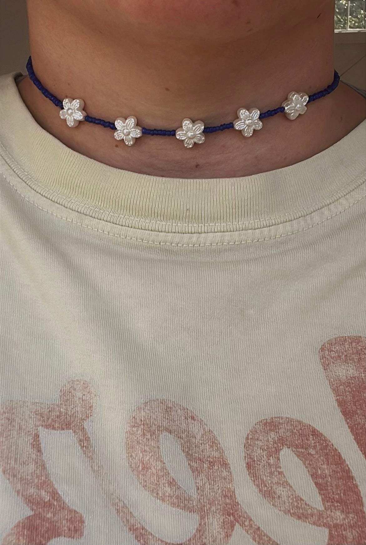 Royal blue flower choker
