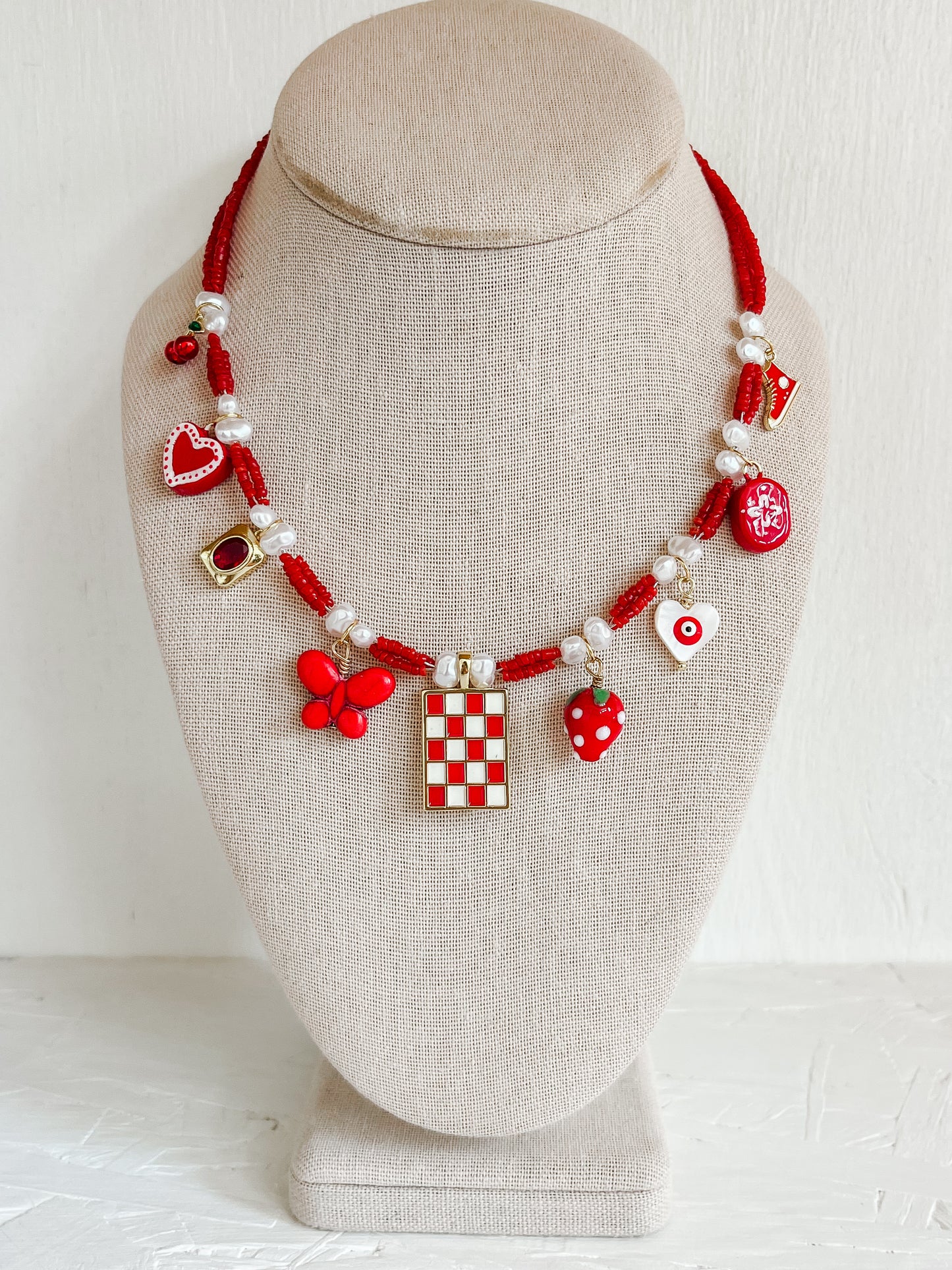 Red charm necklace