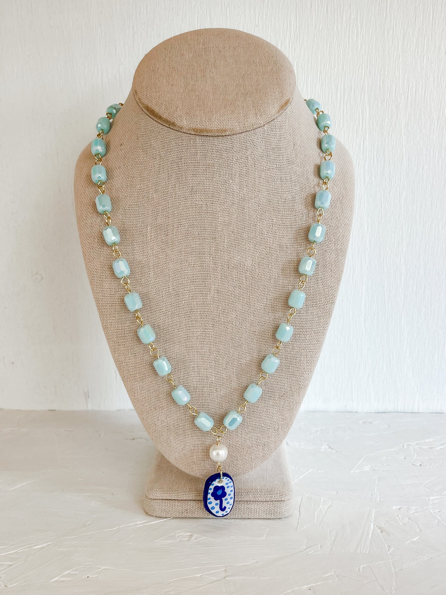 Blue flower necklace