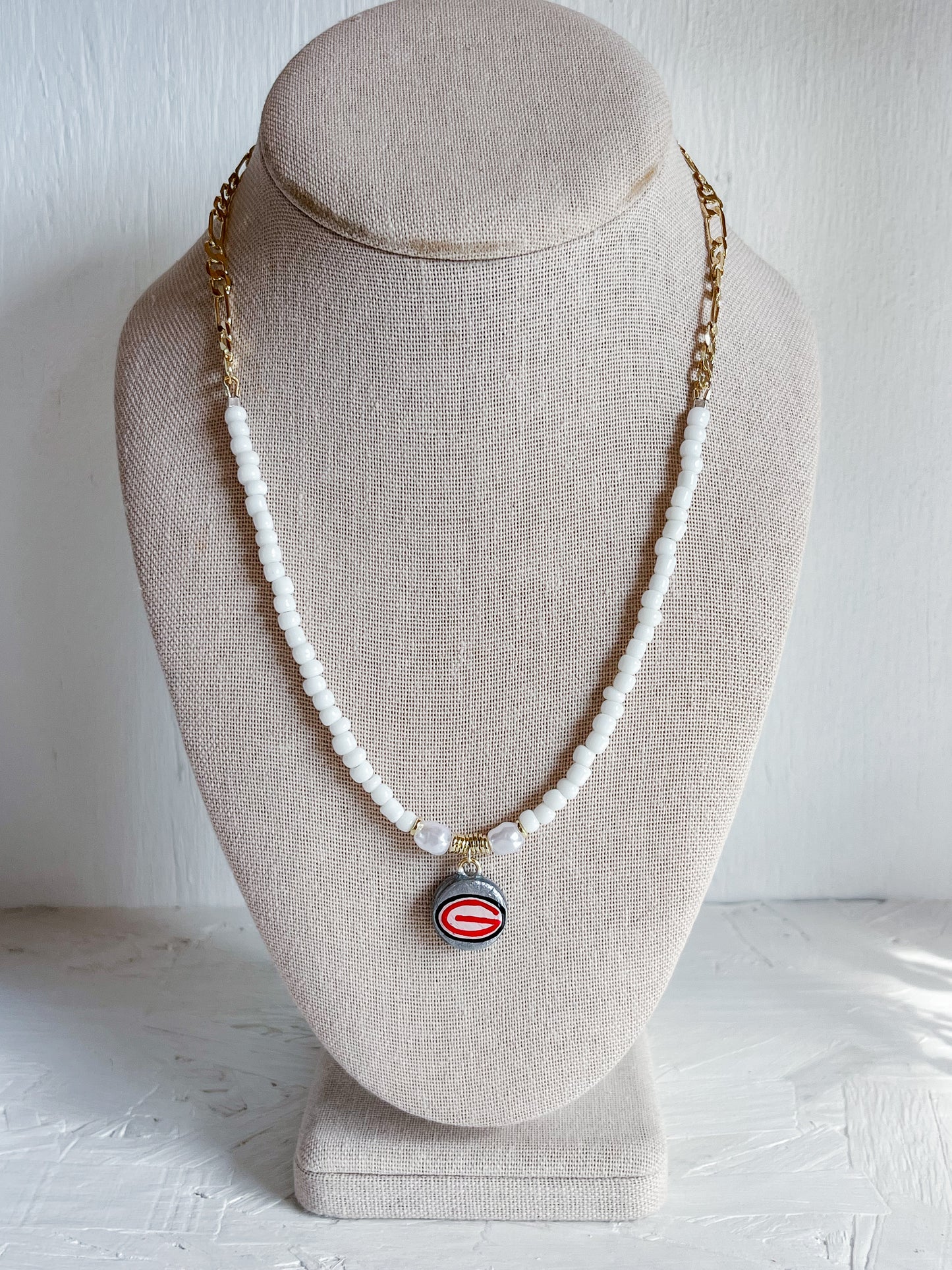 White “G” necklace