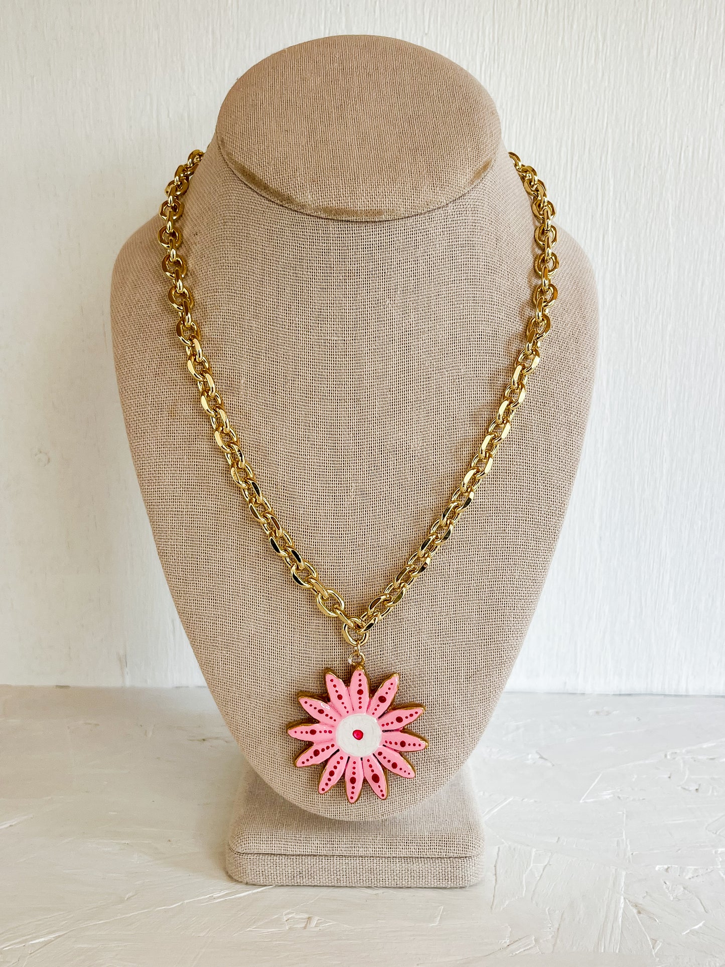 Pink flower necklace