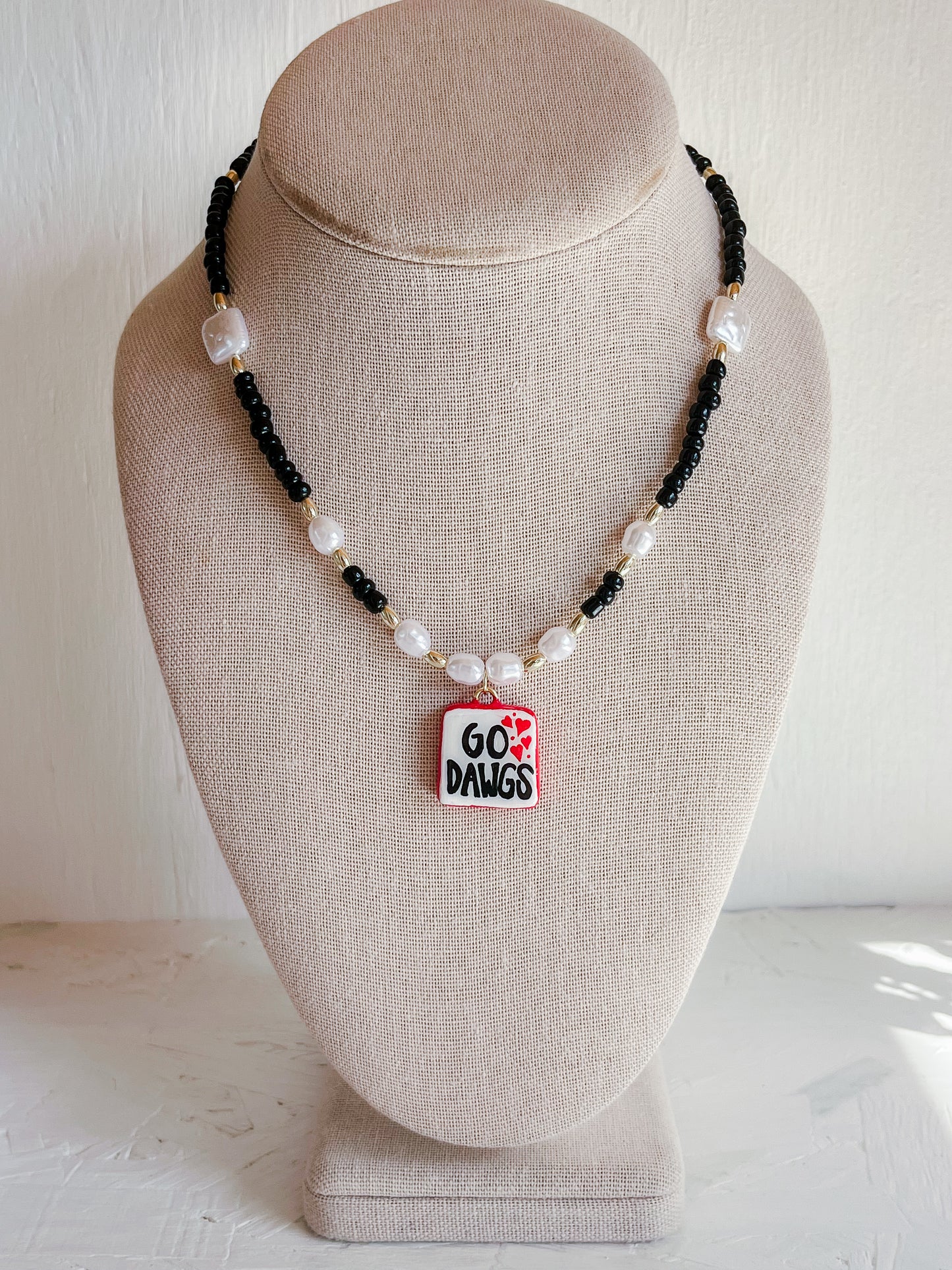 White “Go Dawgs” necklace