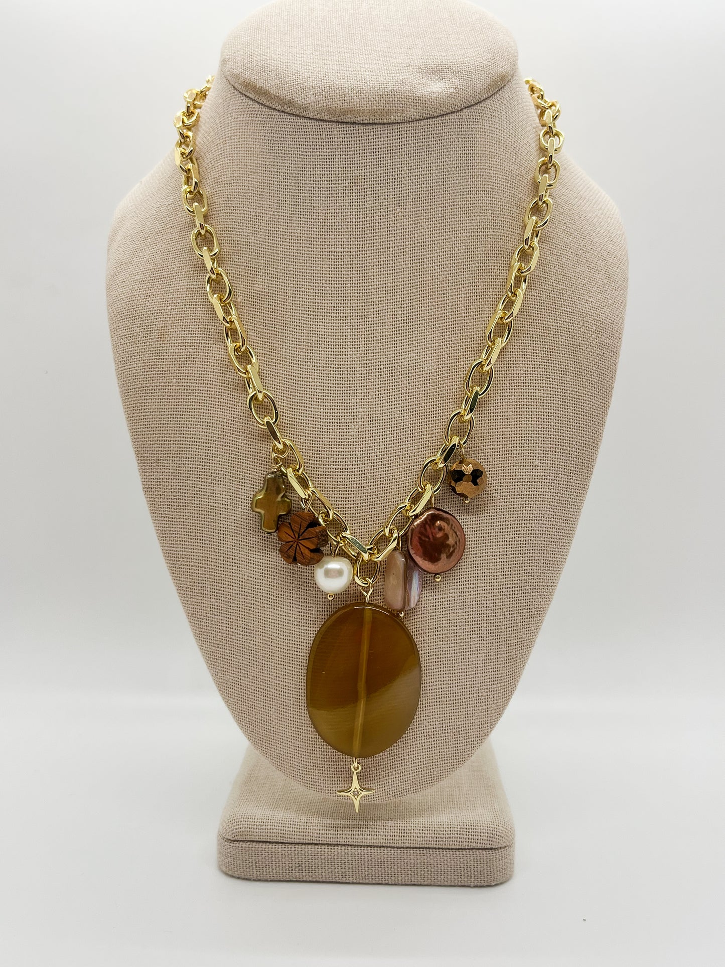 Amber charm necklace