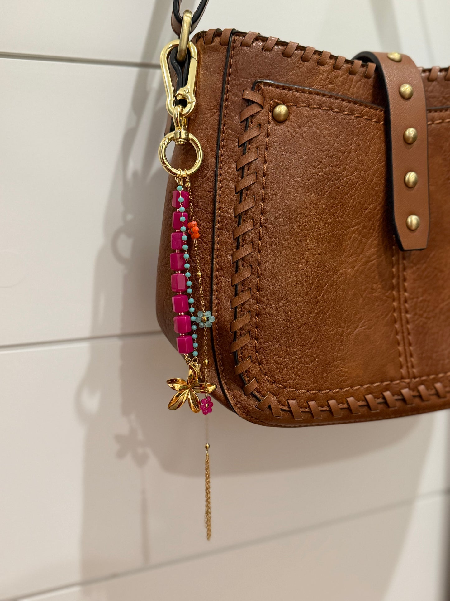 Fuchsia & Turquoise Bag Charm