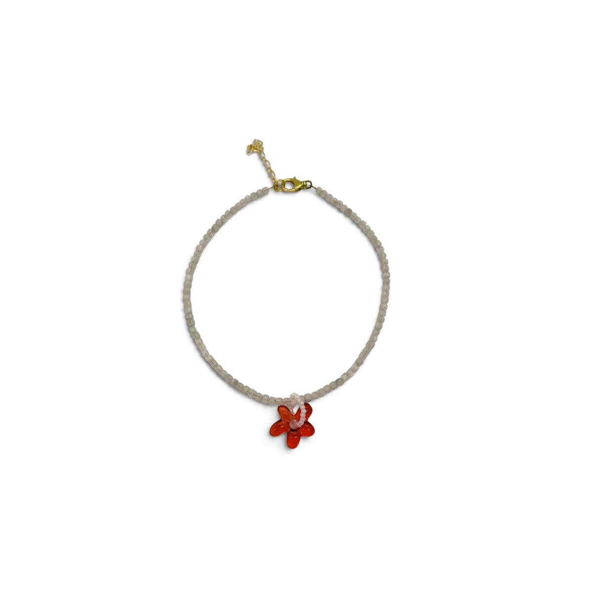 Red Flower & Moonstone Necklace