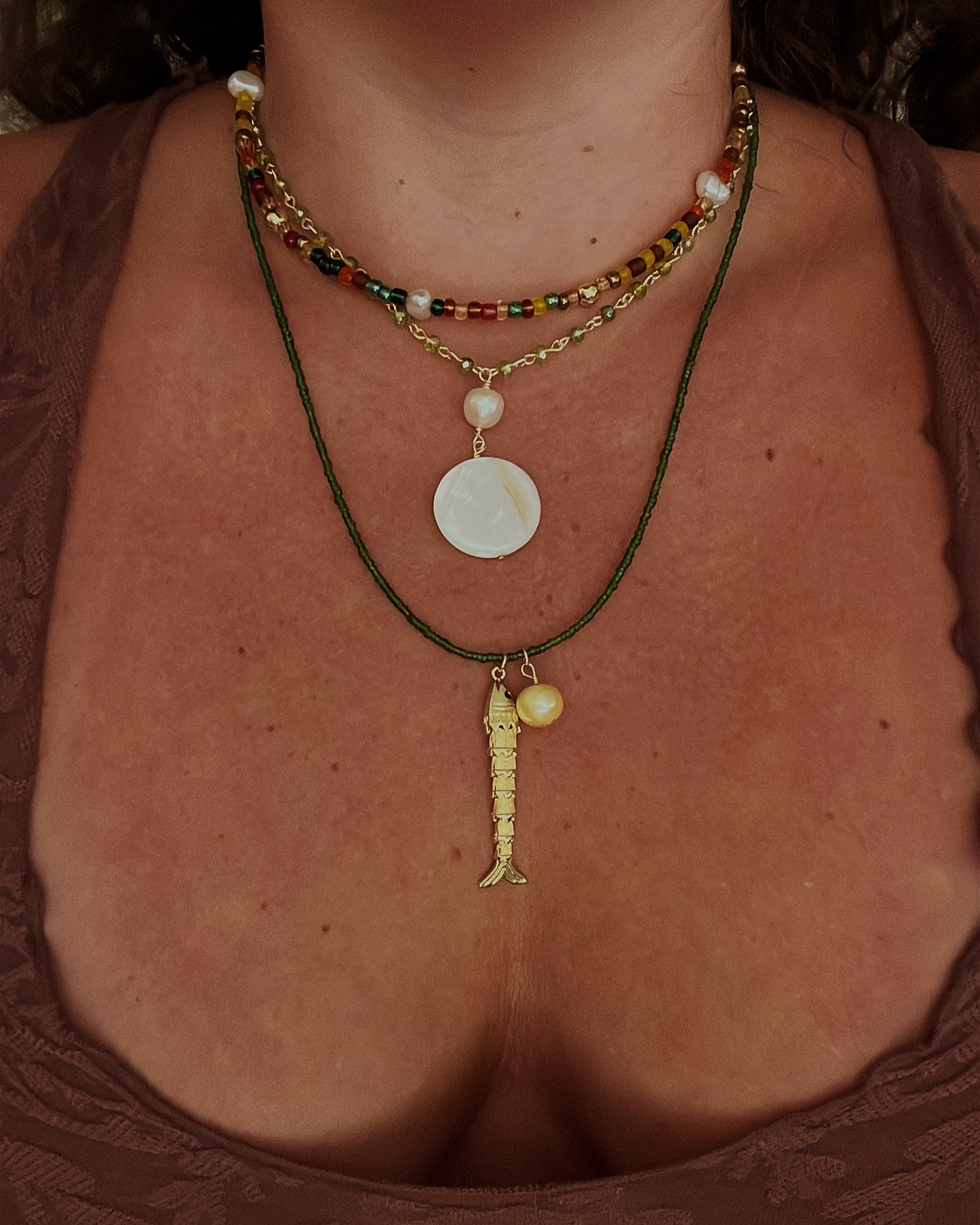 Multicolor beaded choker