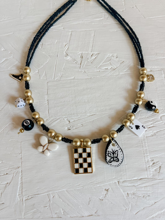 Black charm necklace