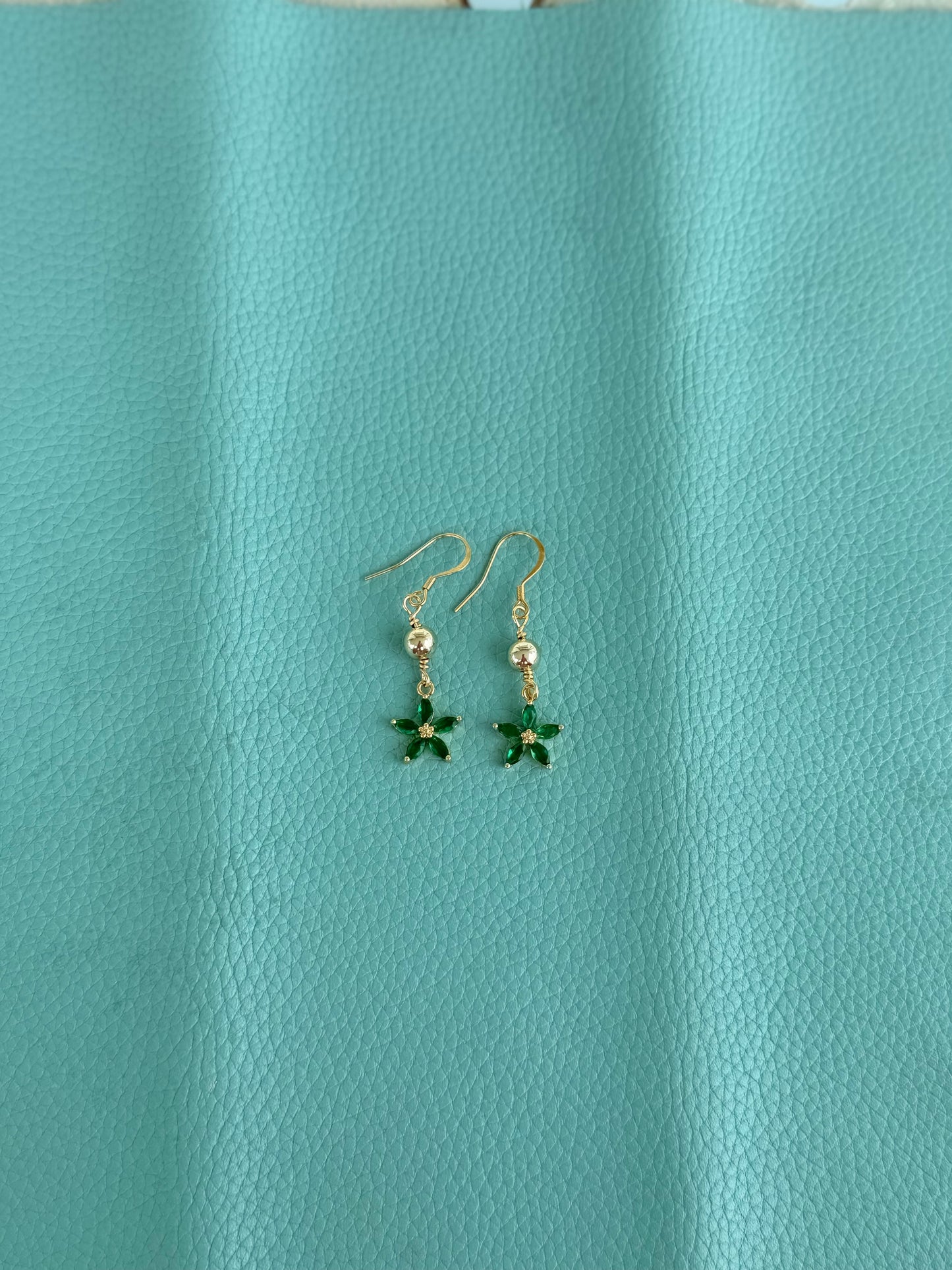 Green flower earrings