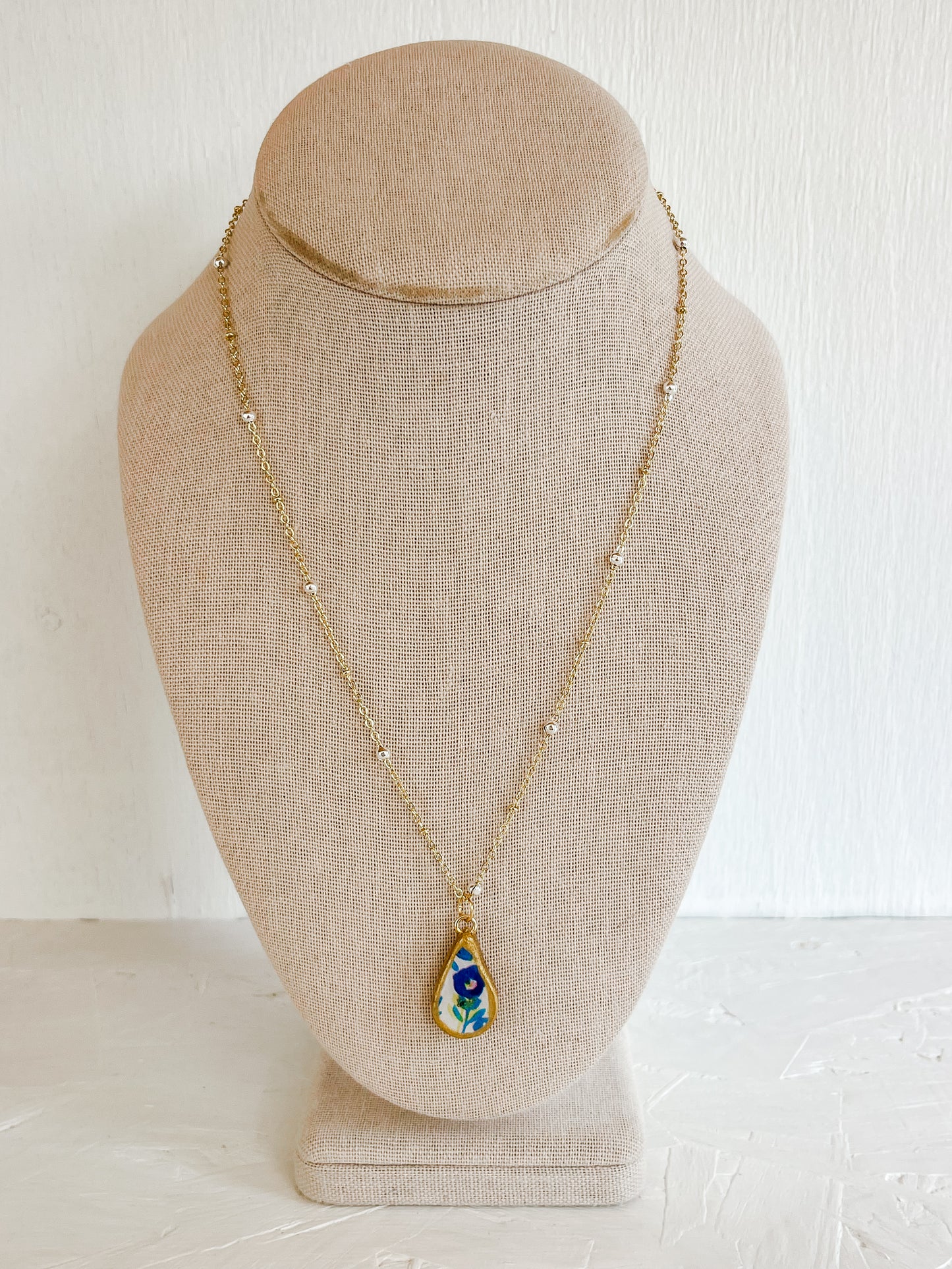 Blue floral necklace