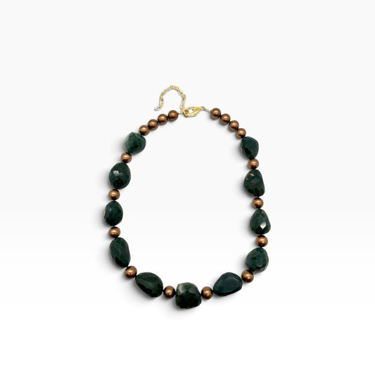 Indian Bloodstone & Brown Necklace