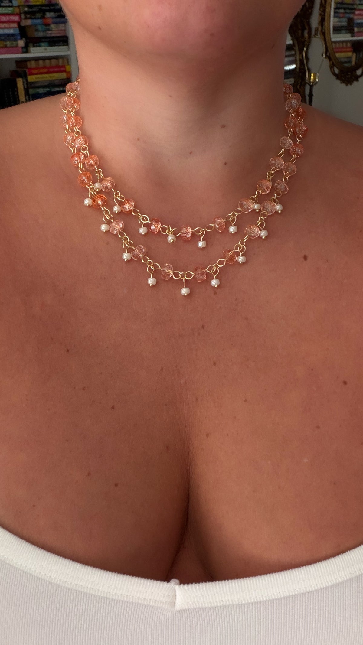 Orange & Gold Dangle Necklace