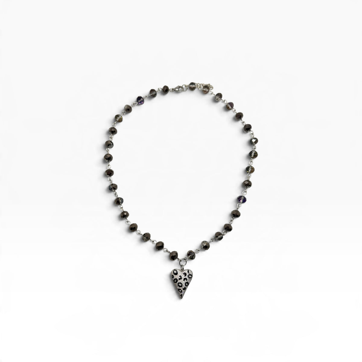 Black Cheetah Heart Necklace