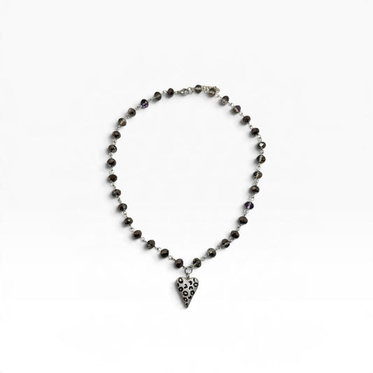 Black Cheetah Heart Necklace