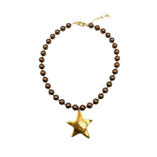 Brown & Gold Star Necklace