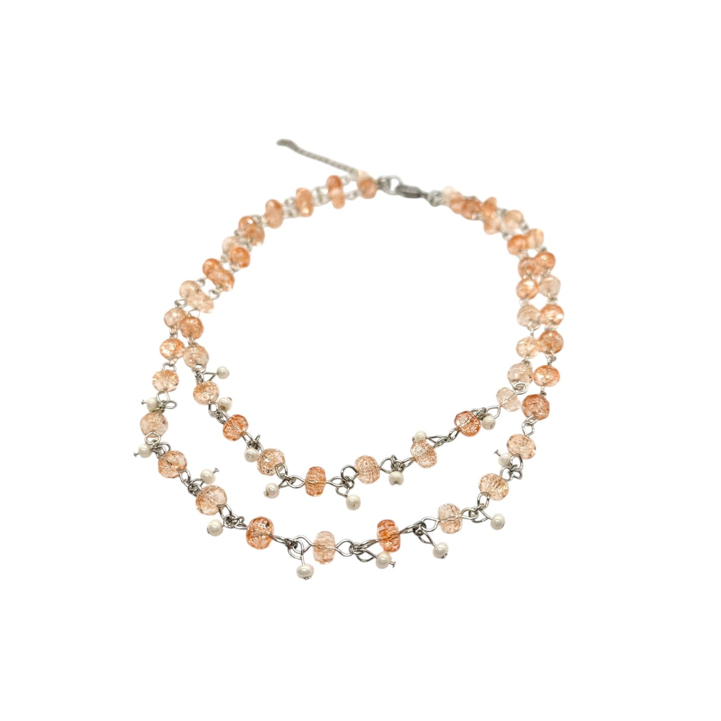 Orange & Silver Dangle Necklace