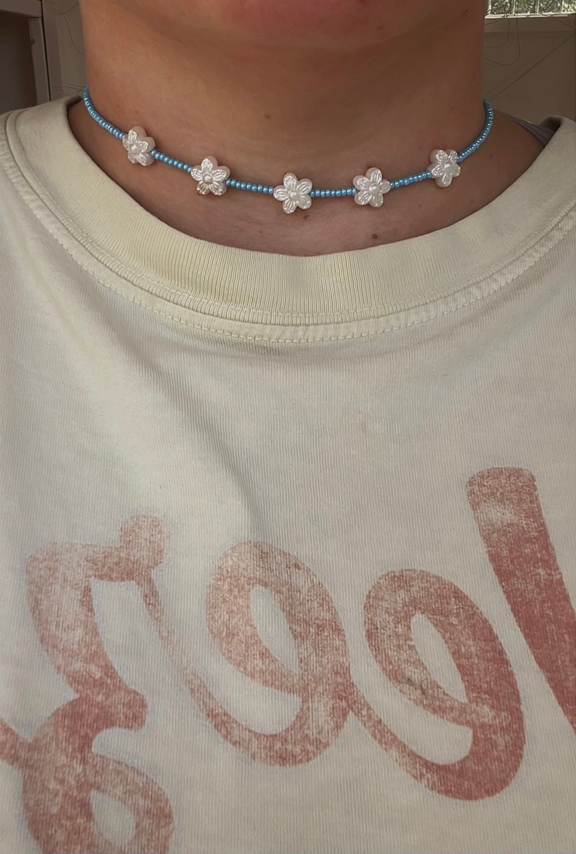 Light blue flower choker