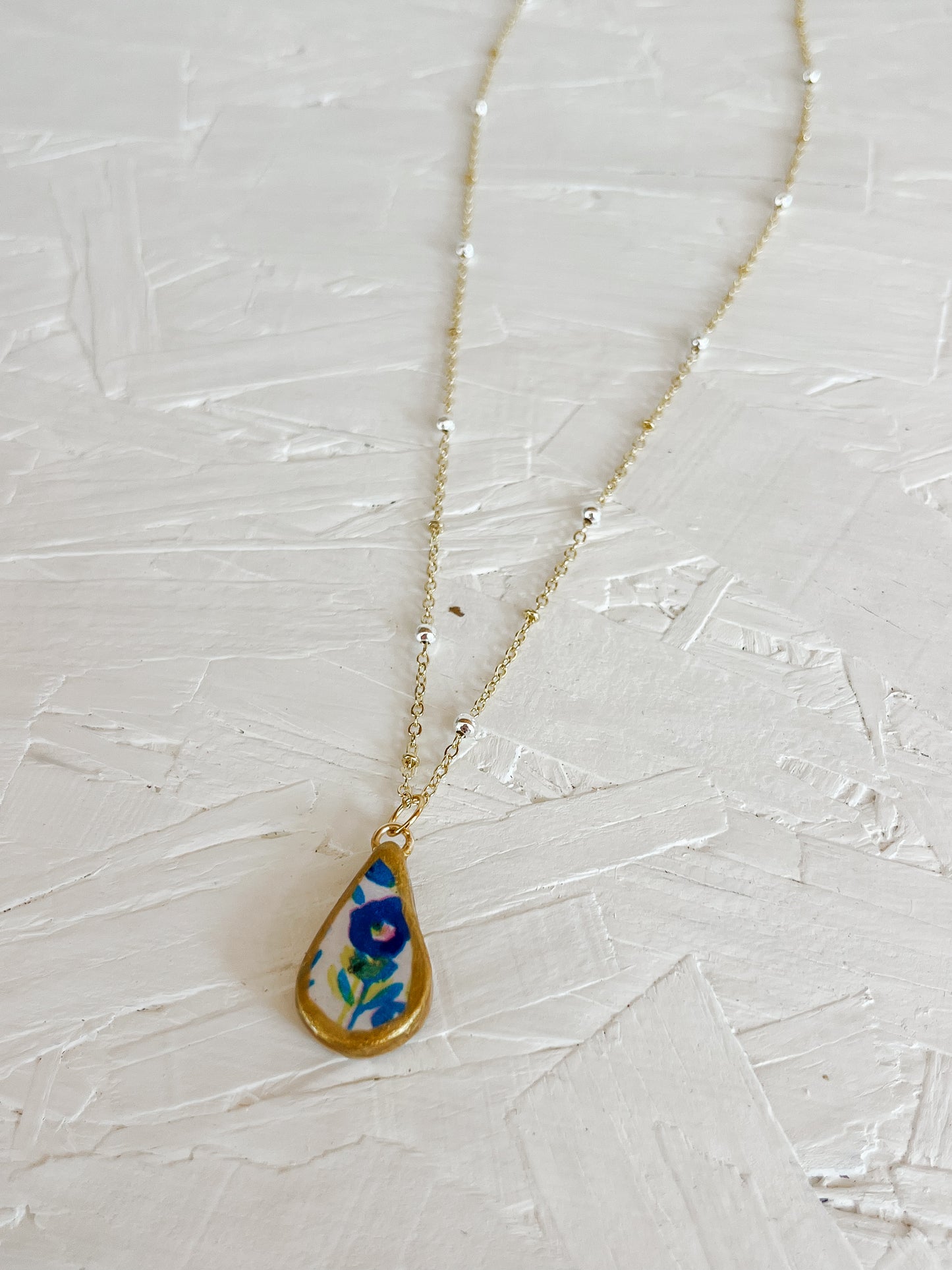 Blue floral necklace