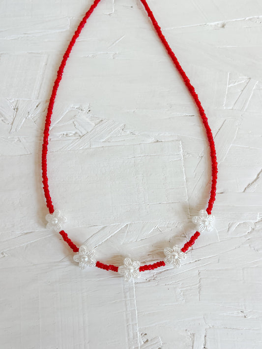 Red flower choker
