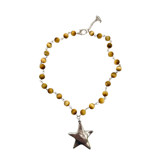 Silver Star & Tiger Eye Necklace