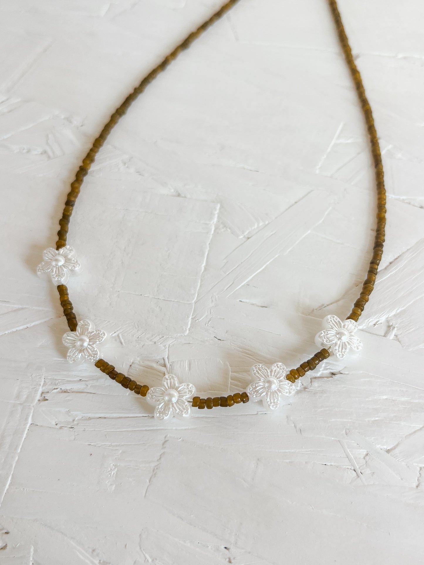 Khaki green flower choker