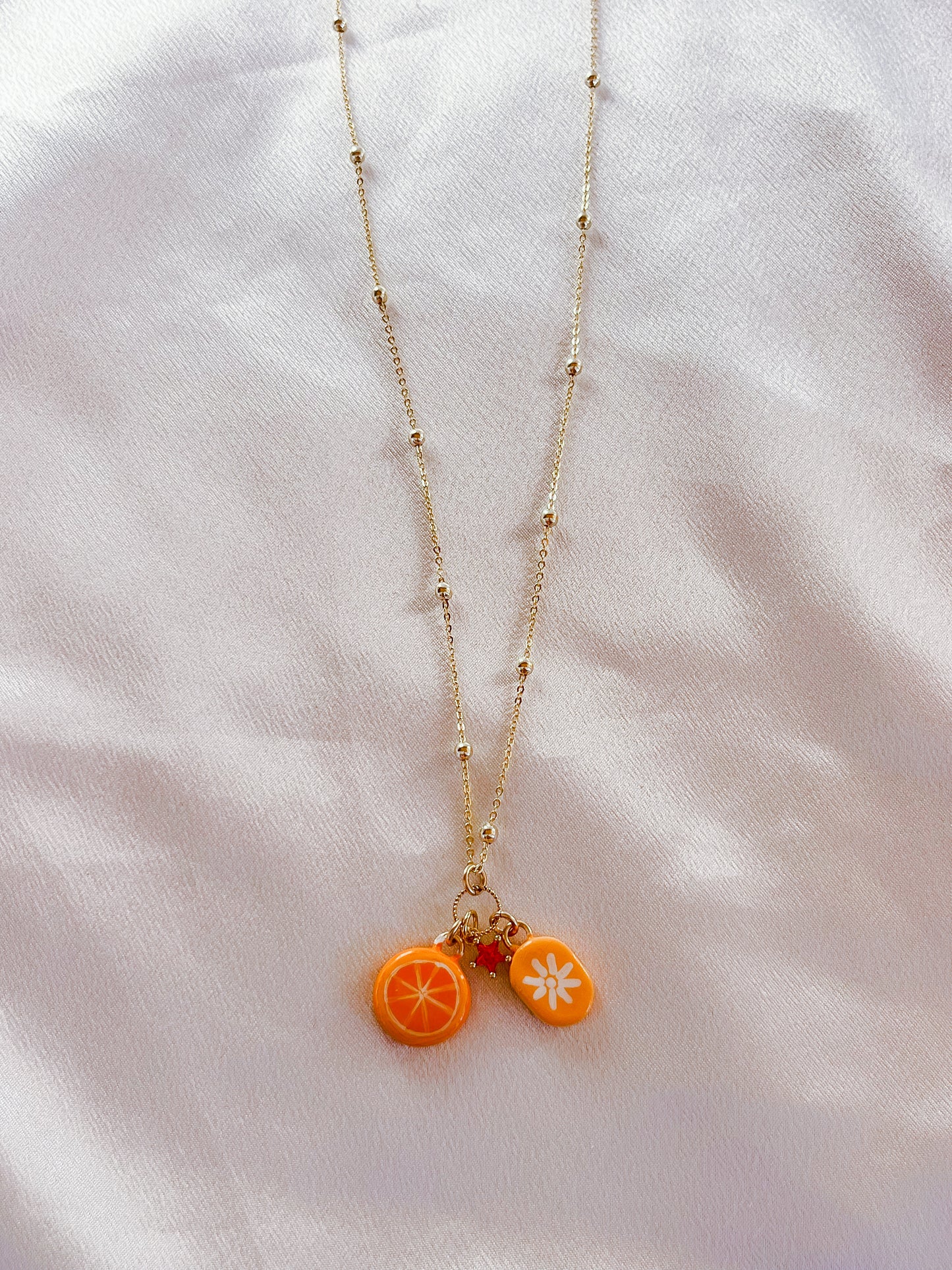 Orange & flower necklace