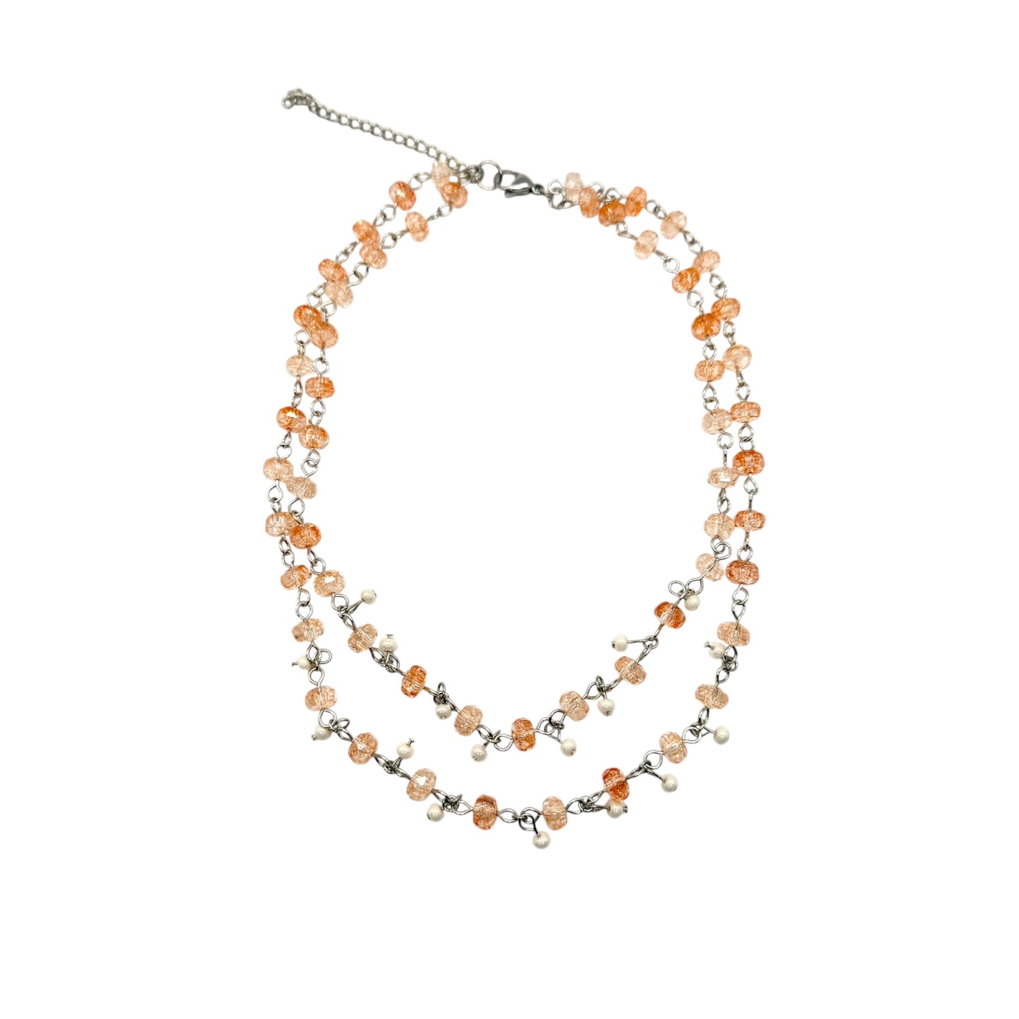 Orange & Silver Dangle Necklace