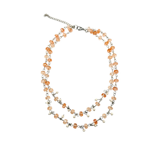 Orange & Silver Dangle Necklace