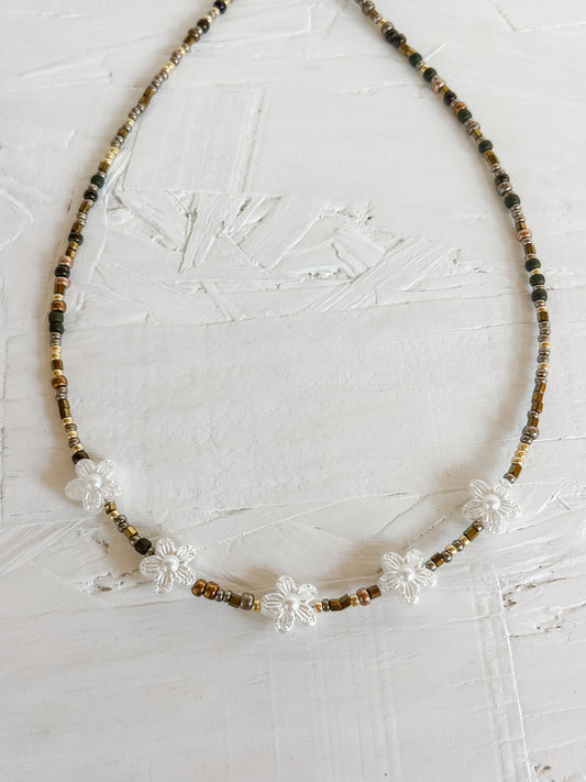 Mixed metals flower choker