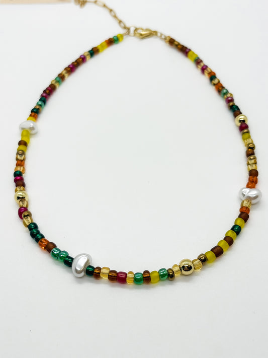 Multicolor beaded choker