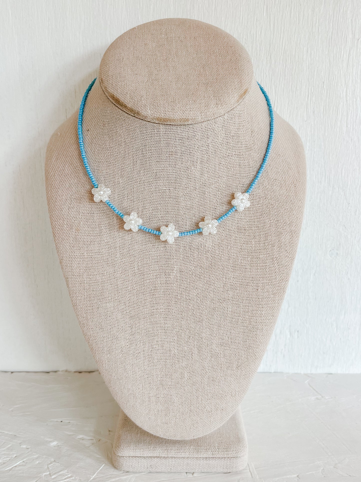 Light blue flower choker