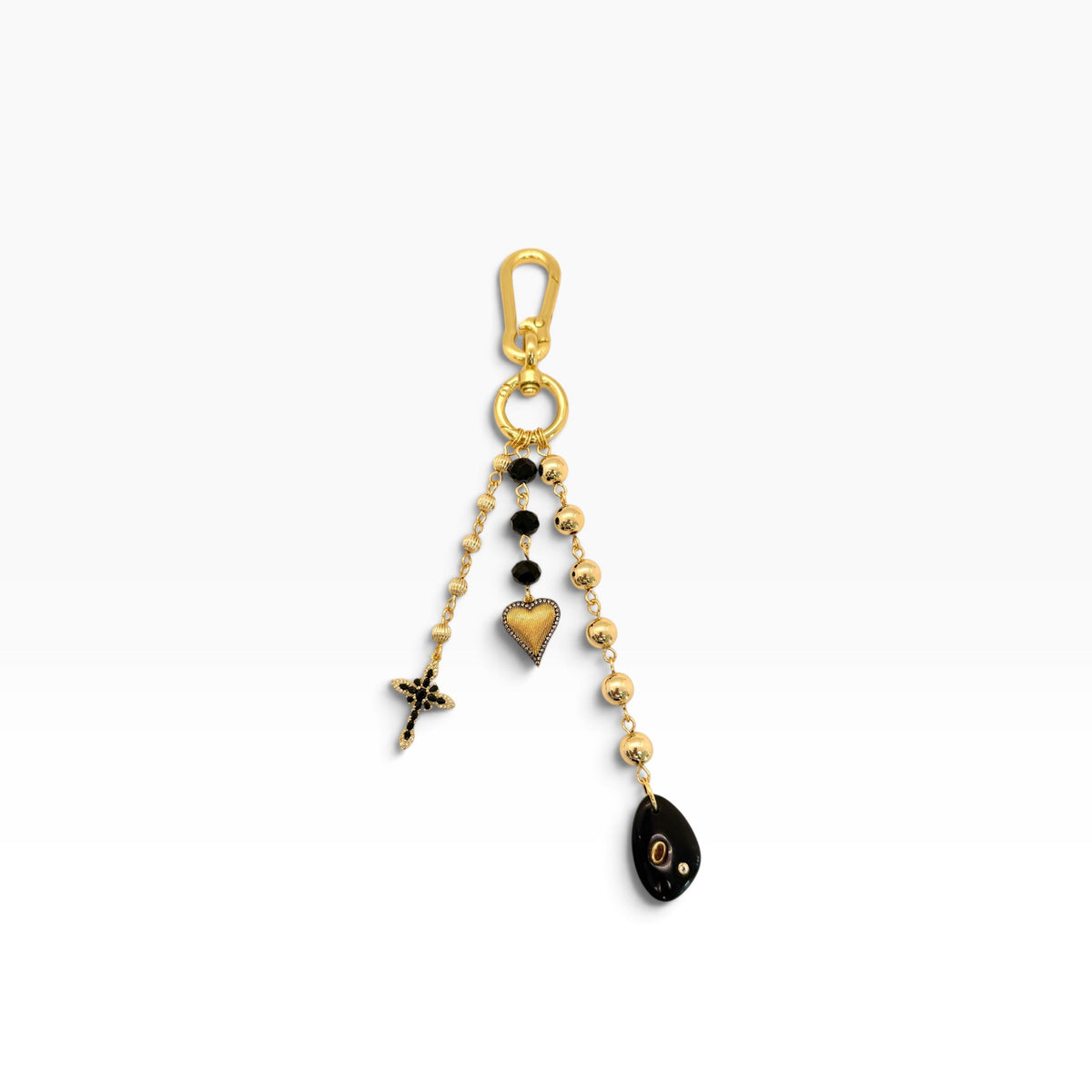 Black Heart & Cross Bag Charm