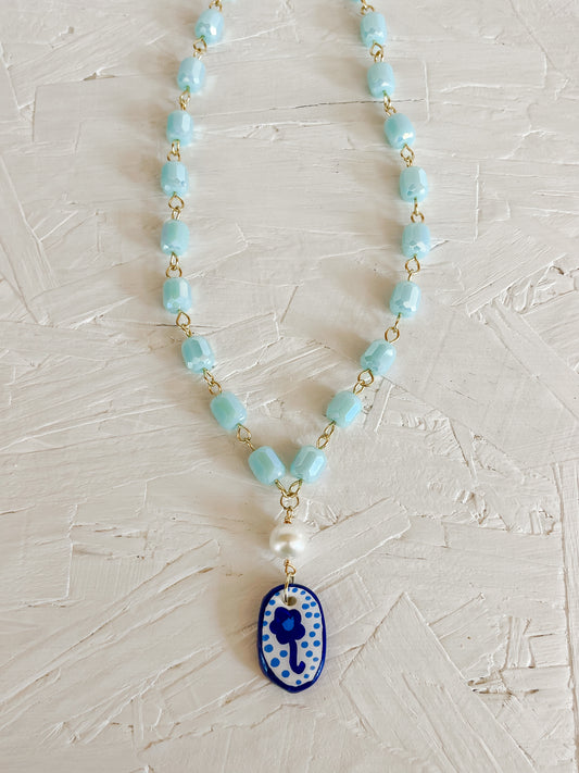 Blue flower necklace