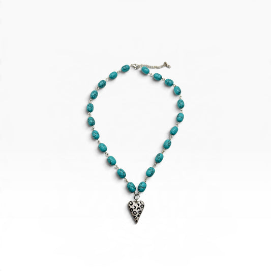 Turquoise Cheetah Heart Necklace
