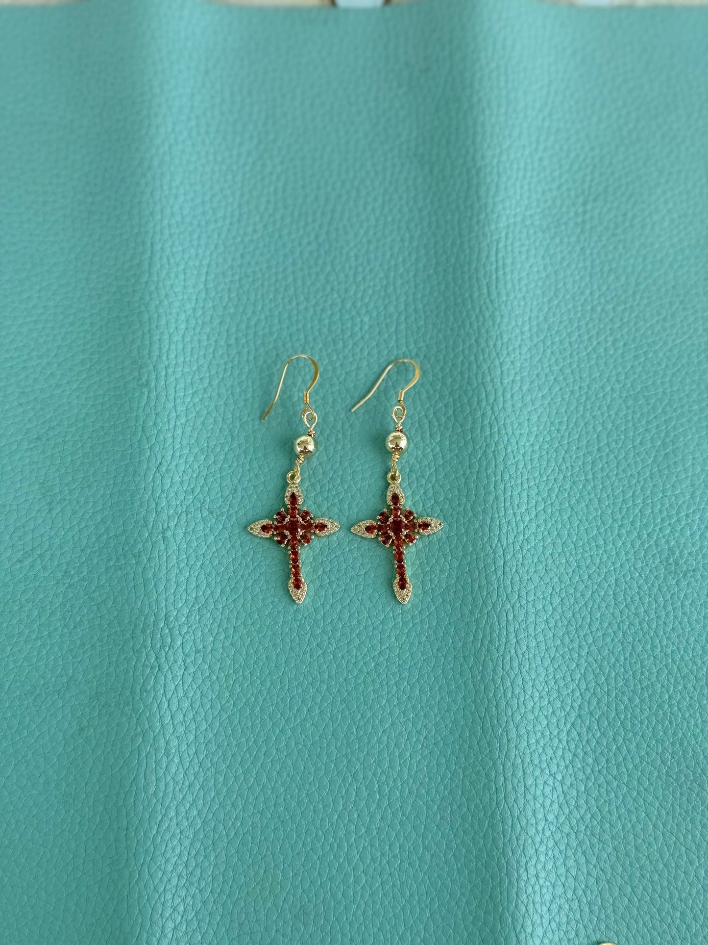 Orange cross earrings