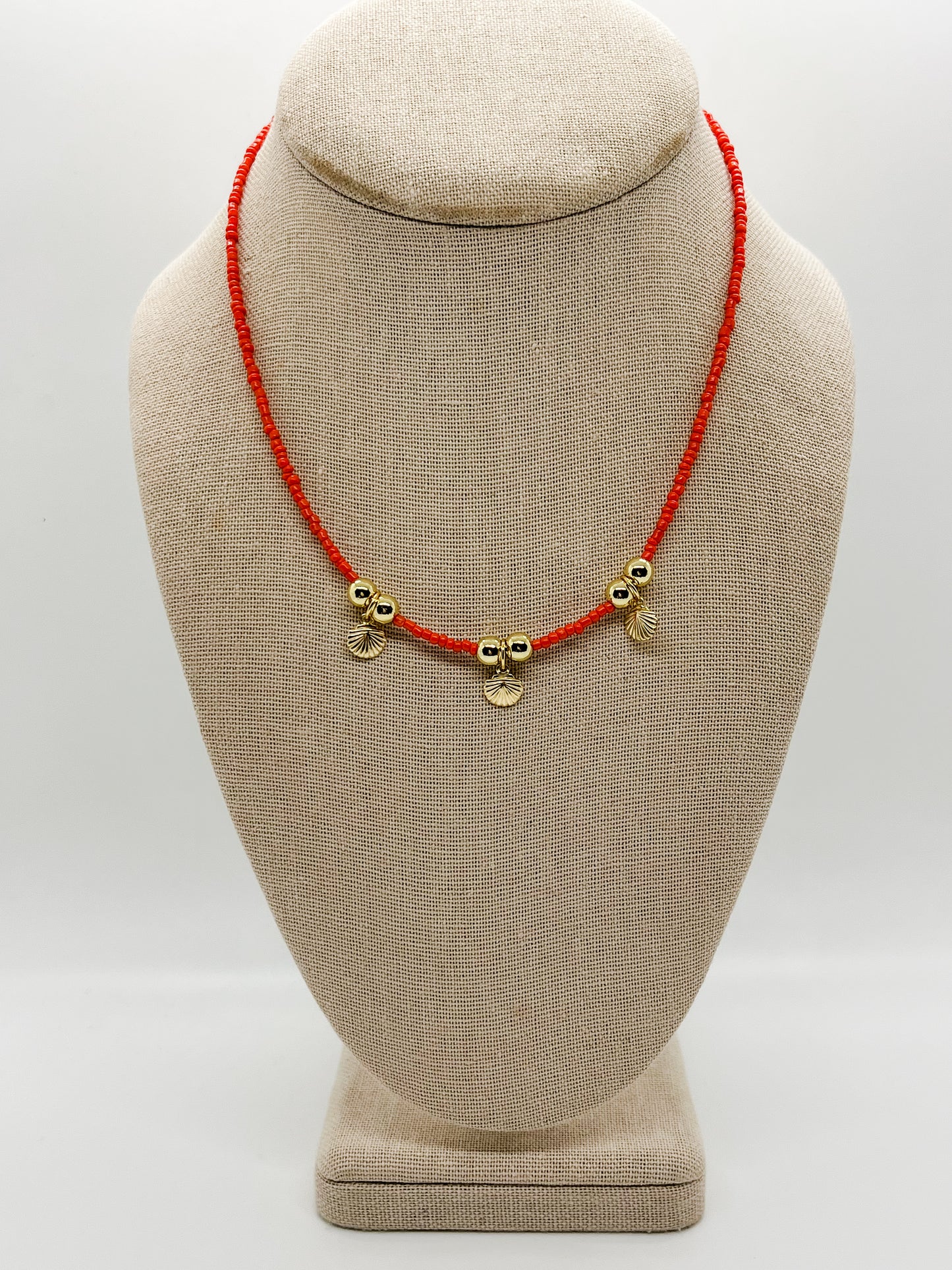 Coral & Gold shell necklace