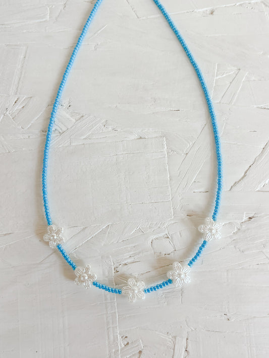 Light blue flower choker